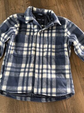 Abercrombie & Fitch Navy and White Plaid Fleece Jacket